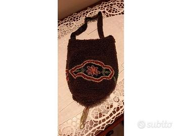 Antica borsa da ballo d'epoca vetro perline con di