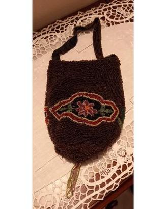 Antica borsa da ballo d'epoca vetro perline con di