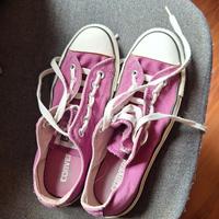 Converse viola/magenta con doppia linguetta tartan