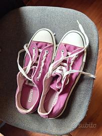 Converse viola/magenta con doppia linguetta tartan