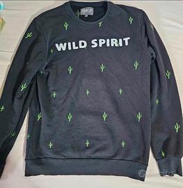 Felpa Down Up “Wild Spirit” nera con cactus verdi 