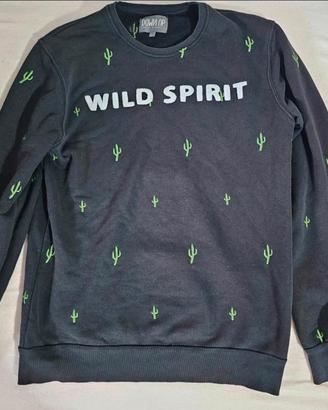 Felpa Down Up “Wild Spirit” nera con cactus verdi 