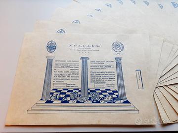 Lotto 20 certificati Massoneria Logge Massoniche