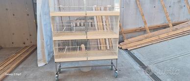1 carrello con 3 voliere