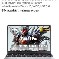laptop portatile nuovo Windows 11 15.6 pollici 