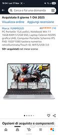 laptop portatile nuovo Windows 11 15.6 pollici 