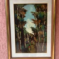 Quadro con alberi e cornice