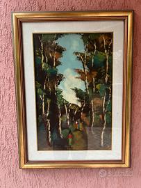 Quadro con alberi e cornice