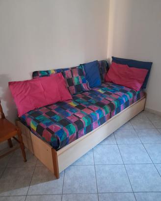 letto singolo con secondo letto estraibile