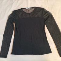 Set maglia e tshirt nero trasparente 42