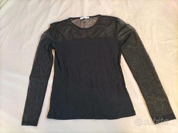 Set maglia e tshirt nero trasparente 42