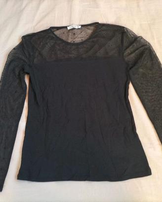 Set maglia e tshirt nero trasparente 42