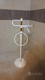 porta asciugamani vintage bagno bianco oro appendi