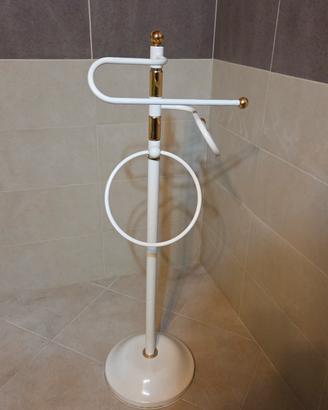 porta asciugamani vintage bagno bianco oro appendi