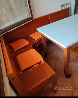 tavolo allungabile con panca contenitore 