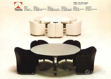 Iconico tavolo T69 Tecno con 6 poltroncine Tecno