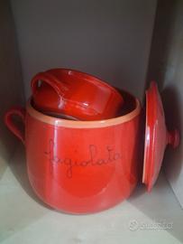 Pentola di terracotta e 6 ciotole