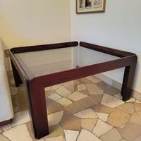 Tavolo da thè anni 70 palissandro cristallo fumè