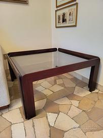 Tavolo da thè anni 70 palissandro cristallo fumè