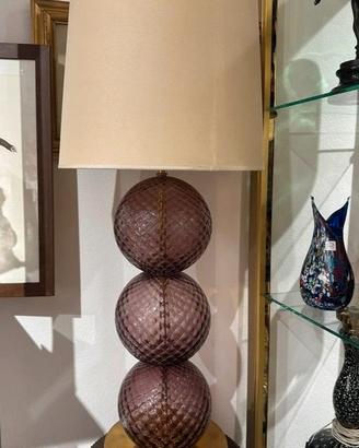 Grande Lampada Tavolo Vetro Murano Balloton Viola