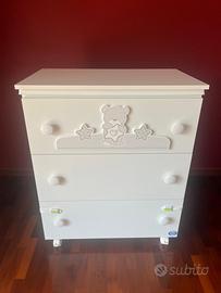 Bagnetto Pali. Comò fasciatoio 3 cassetti e vasca