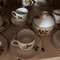 Vintage sei tazzine da caffè con piattino e zucche