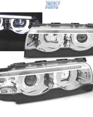 FARI OCCHI ANGEL BMW E38 94-01 FONDO CROMATO
