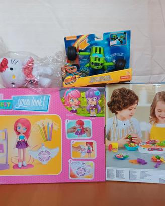 4 giochi bambola play doh auto hello kitty nuovi
