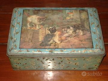 scatola latta biscotti dolci antica decorata 1940