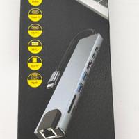 Adattatore USB-C 8 in 1 con HDMI 4K + porte USB +