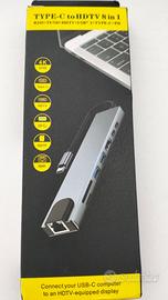 Adattatore USB-C 8 in 1 con HDMI 4K + porte USB +
