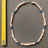 Collana perle acqua dolce e agata blu