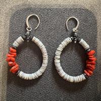 Orecchini in argento e corallo rosso di Sardegna