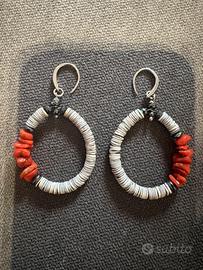 Orecchini in argento e corallo rosso di Sardegna