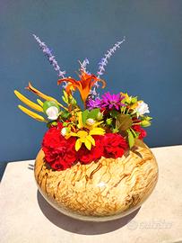 vaso artigianale legno di faggio spalted