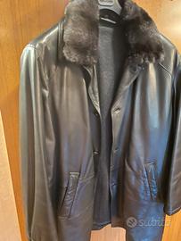 Giaccone uomo in pelle collo pelliccia staccabile