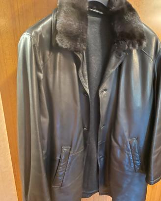 Giaccone uomo in pelle collo pelliccia staccabile