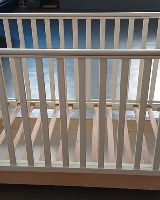 lettino Mibb bianco  con materasso e paracolpi