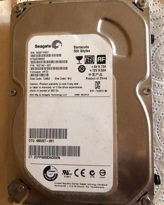 Hard disk meccanico 500 GB segate barracuda