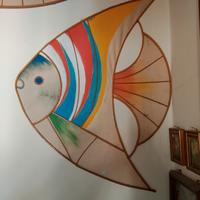 pesci in tela e legno