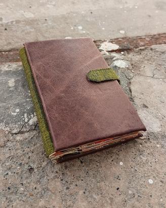 Porta tessere e documenti pelle marrone e verde