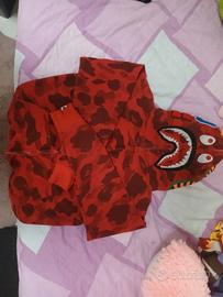 Felpa Bape Shark Full Zip Camo Rosso