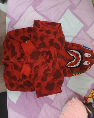Felpa Bape Shark Full Zip Camo Rosso