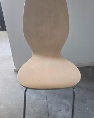 4 sedie di design in legno e acciaio