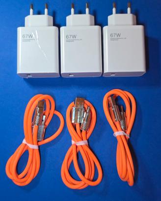 Set 3 Caricatori Rapidi + 3 Cavi USB-C