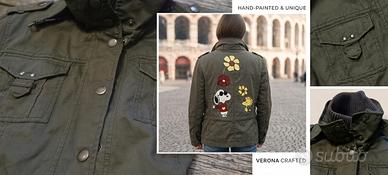 giacca militare vintage/ custom snoopy e woodstock