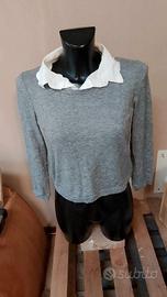 Pullover con finta camicia