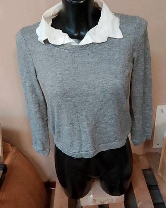 Pullover con finta camicia