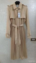 8 by Yoox trench plissettato tg 44 nocciola avorio