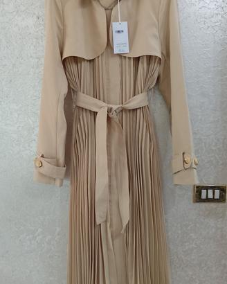 8 by Yoox trench plissettato tg 44 nocciola avorio